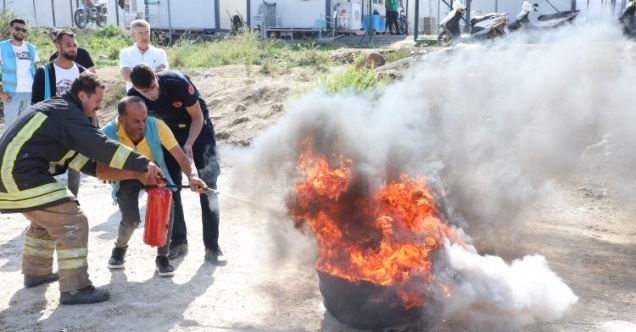 Hatay'dan konteyner kentlerde yangına müdahale eğitimi