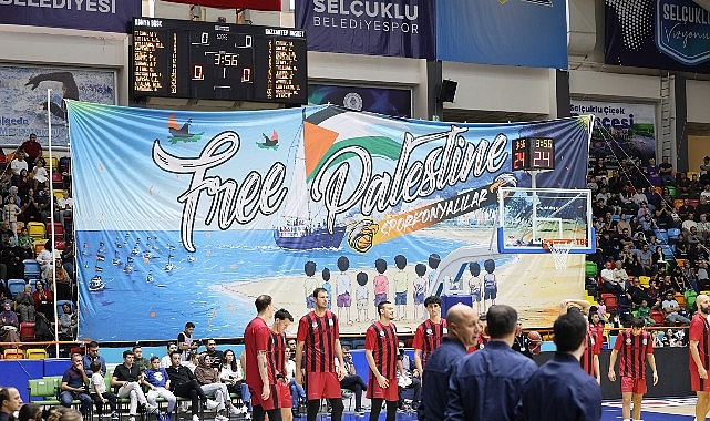 Büyükşehir Belediyespor - Gaziantep Basketbol Maçında Gazze’ye Destek Pankartı Açıldı